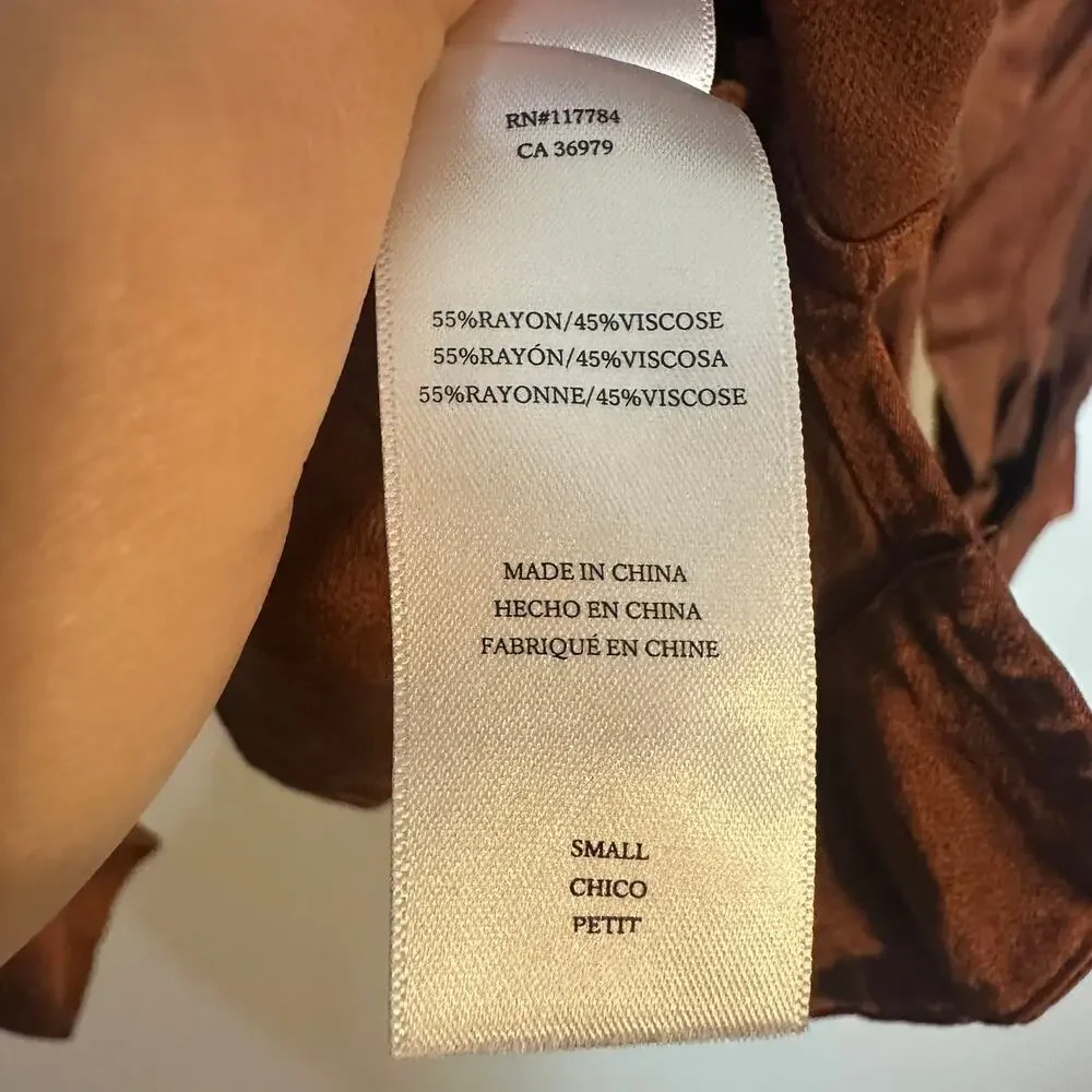 Rails Wynna Top Cedar Brown/Orange Silky Blouse SZ SMALL MSRP $234 EUC - Picture 12 of 16